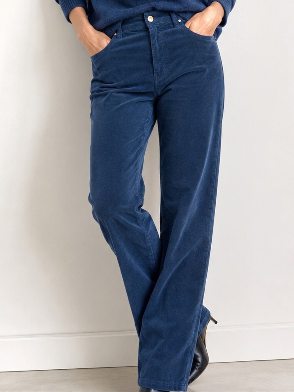 Mavi Maria Blue Corduroy High Rise Flare Jeans
